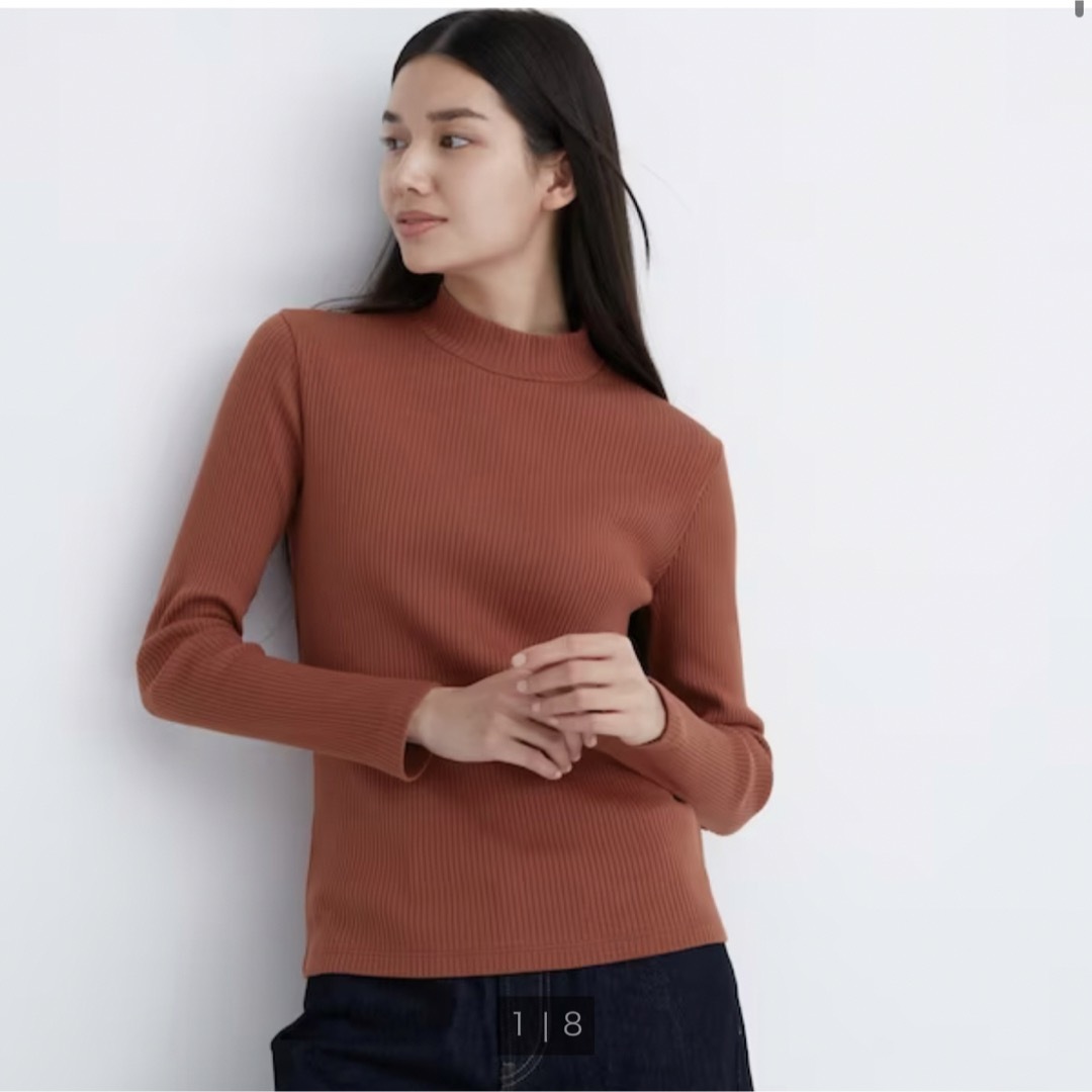 UNIQLO(ユニクロ)のリブハイネックT 長袖　ハイネック　ユニクロ　UNIQLO リブ　トップス レディースのトップス(Tシャツ(長袖/七分))の商品写真