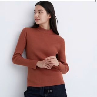 ユニクロ(UNIQLO)のリブハイネックT 長袖　ハイネック　ユニクロ　UNIQLO リブ　トップス(Tシャツ(長袖/七分))