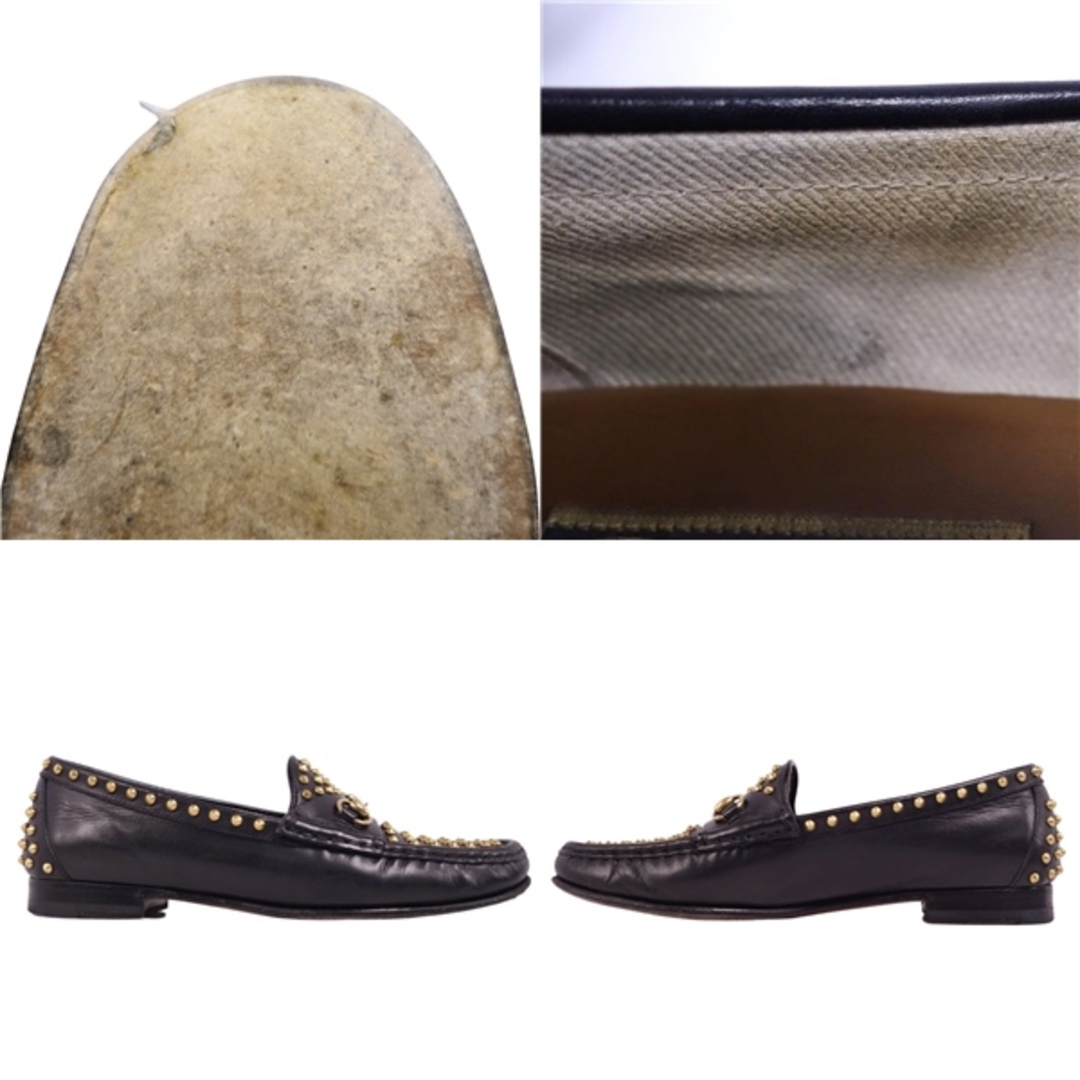Gucci(グッチ)のグッチ GUCCI ローファー ホースビット スタッズ カーフレザー シューズ 靴 レディース 38(25cm相当) ブラック レディースの靴/シューズ(ローファー/革靴)の商品写真