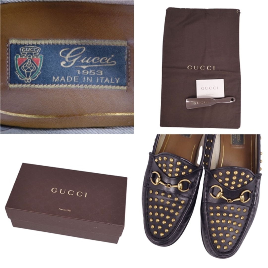 Gucci(グッチ)のグッチ GUCCI ローファー ホースビット スタッズ カーフレザー シューズ 靴 レディース 38(25cm相当) ブラック レディースの靴/シューズ(ローファー/革靴)の商品写真