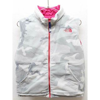 ザノースフェイス(THE NORTH FACE)の♪ザ・ノースフェイス/THE NORTH FACE♪140cm 中綿ベスト グレー×赤＆ピンク リバーシブル【中古】子供服 キッズ kids ジュニア 女の子 秋冬 409032(ジャケット/上着)