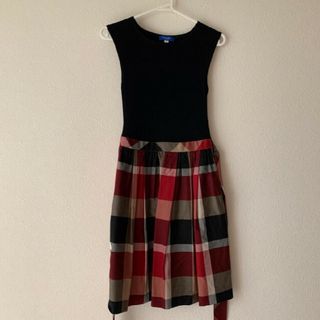 バーバリーブルーレーベル(BURBERRY BLUE LABEL)のクレストブリッジチェック　ニットコンビワンピース(ひざ丈ワンピース)