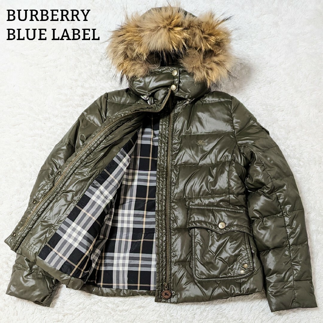 BURBERRY バーバリーブルーレーベル ファーブルゾン ノバチェック M-