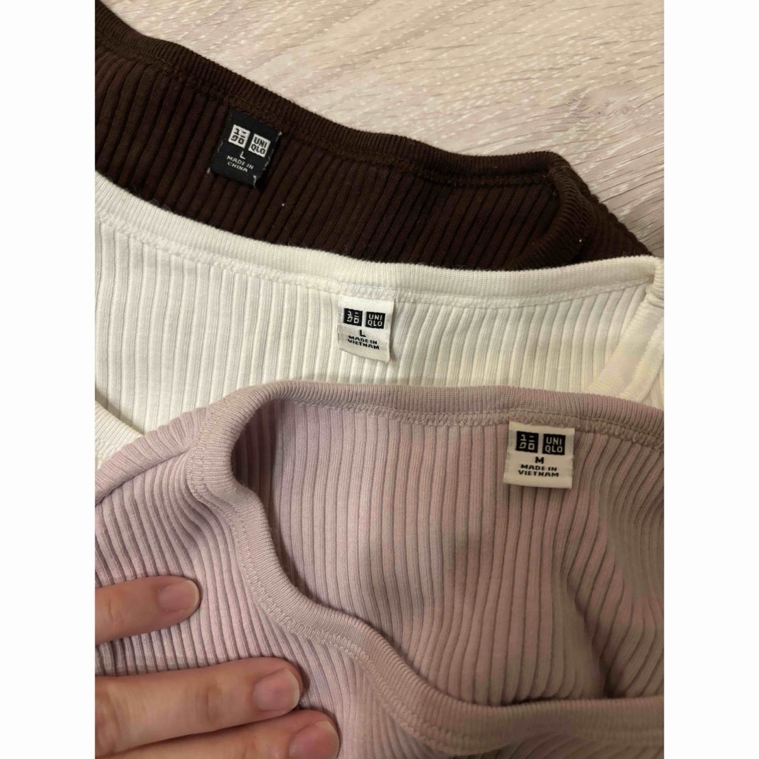 UNIQLO(ユニクロ)のリブクロップドTシャツ3点セット レディースのトップス(Tシャツ(半袖/袖なし))の商品写真