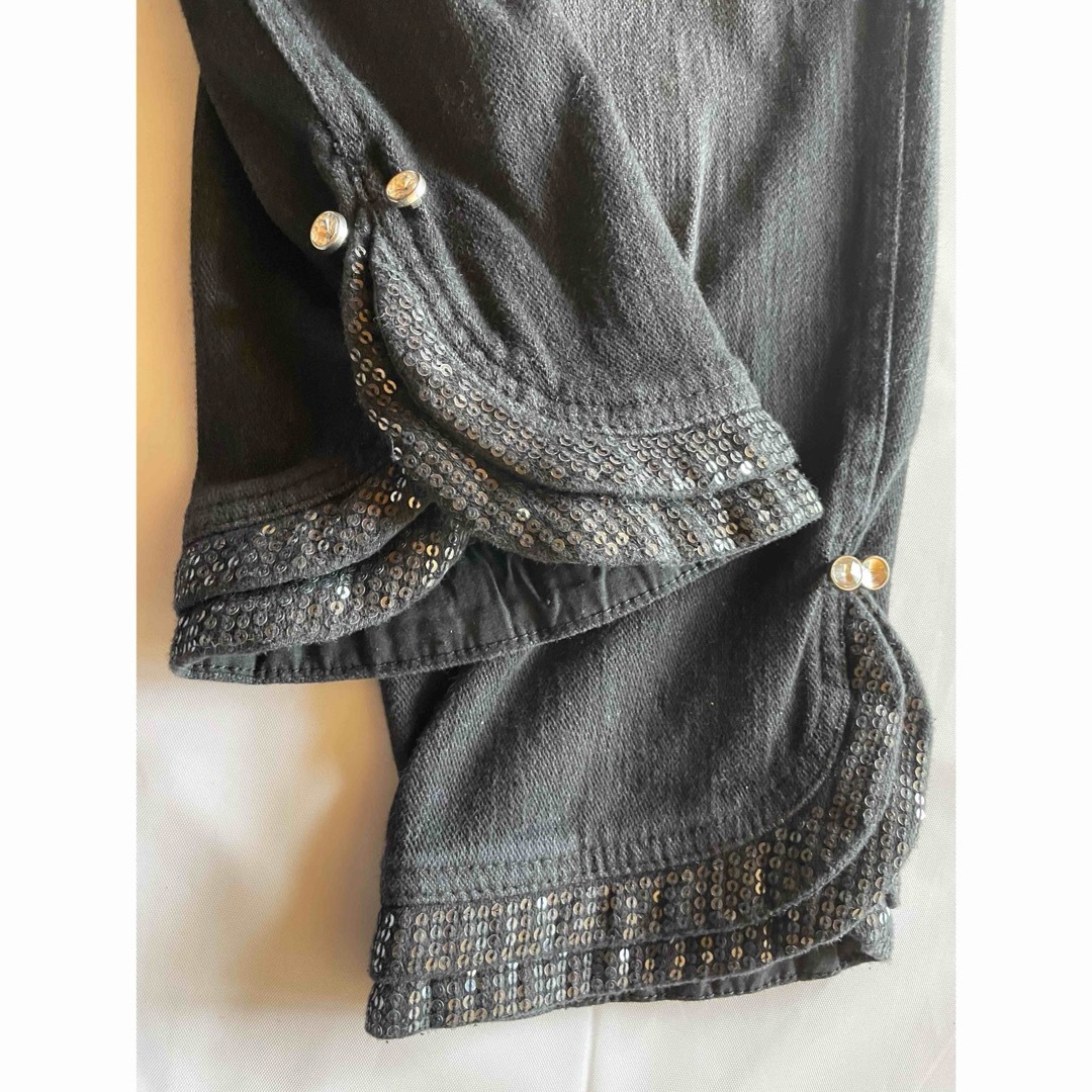 新品未使用　Ｐｒｏｖａｄｏｒｅ　裾スパンコール七分丈　ストレッチデニム　ブラック レディースのパンツ(デニム/ジーンズ)の商品写真