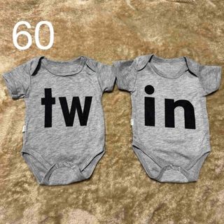 【値下げ】twins 双子 新生児 ロンパース 60(ロンパース)