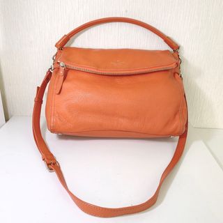 ケイトスペードニューヨーク(kate spade new york)のＨ　kate spade new york レザー2wayバッグ オレンジ 美品(ショルダーバッグ)