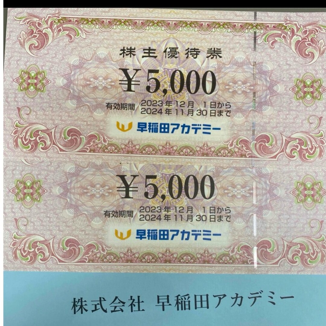 早稲田アカデミー　株主優待 10000円分施設利用券