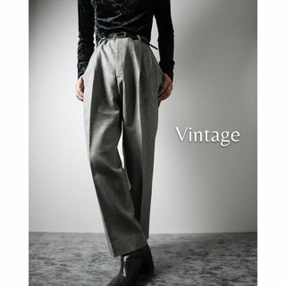 アートヴィンテージ(ART VINTAGE)の【vintage】グレンチェック 2タック ワイド スラックス グレー W33(スラックス)