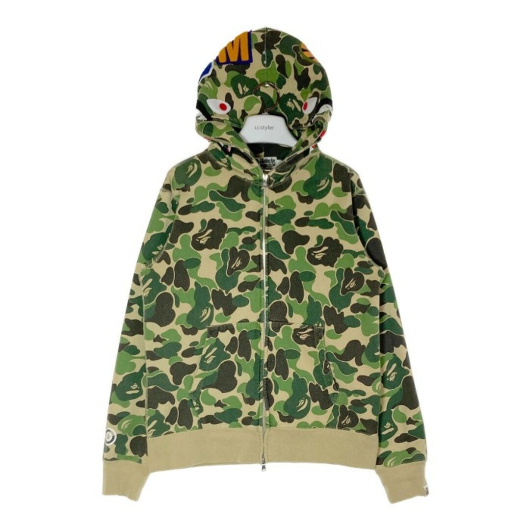 ★A BATHING APE アベイシングエイプ ジップアップ パーカー シャーク グリーン sizeL | フリマアプリ ラクマ