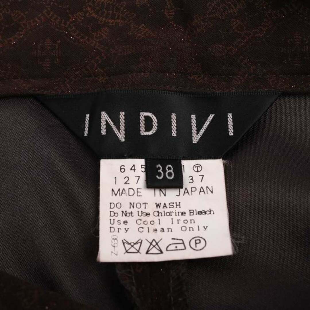 INDIVI(インディヴィ)のインディヴィ フレアパンツ 総柄 ストレッチ ボトムス レディース 38サイズ ブラウン INDIVI レディースのパンツ(その他)の商品写真