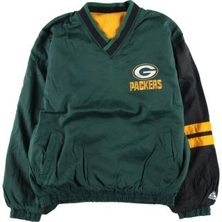 古着 90年代 NFL GREEN BAY PACKERS グリーンベイパッカーズ Vネック リバーシブル ナイロンプルオーバー レディースXL ヴィンテージ /evb003854