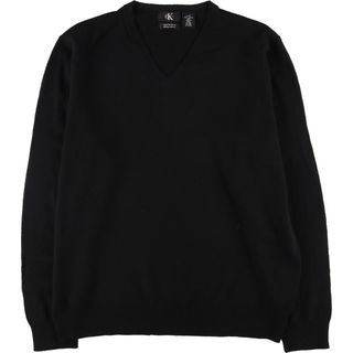 カルバンクライン(Calvin Klein)の古着 カルバンクライン Calvin klein Vネック ウールニットセーター メンズL /eaa398455(ニット/セーター)