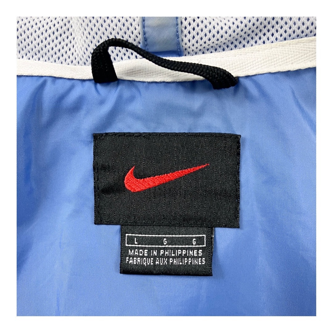 NIKE(ナイキ)の90s NIKE ナイキ ヴィンテージフーデッドナイロンジャケット ブルー ギア メンズのジャケット/アウター(ナイロンジャケット)の商品写真