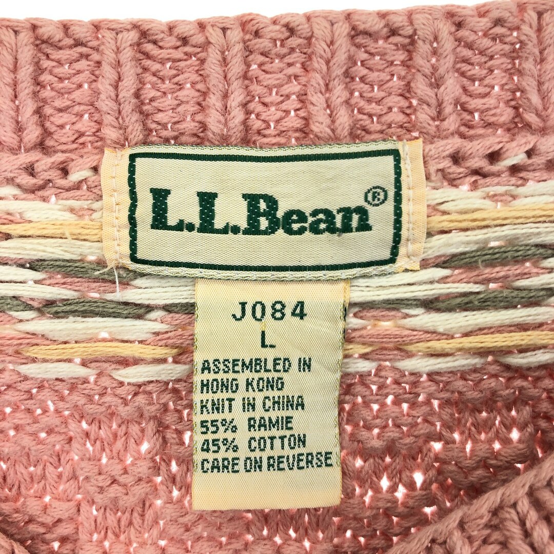 L.L.Bean(エルエルビーン)の古着 80年代 エルエルビーン L.L.Bean 総柄 コットン×リネンニットセーター レディースL ヴィンテージ /eaa395334 レディースのトップス(ニット/セーター)の商品写真