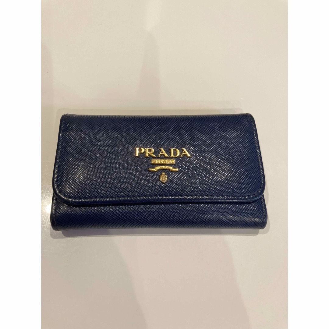 PRADA キーケース ヴィッテロムーブ ゴールド金具 ネイビー - キーケース