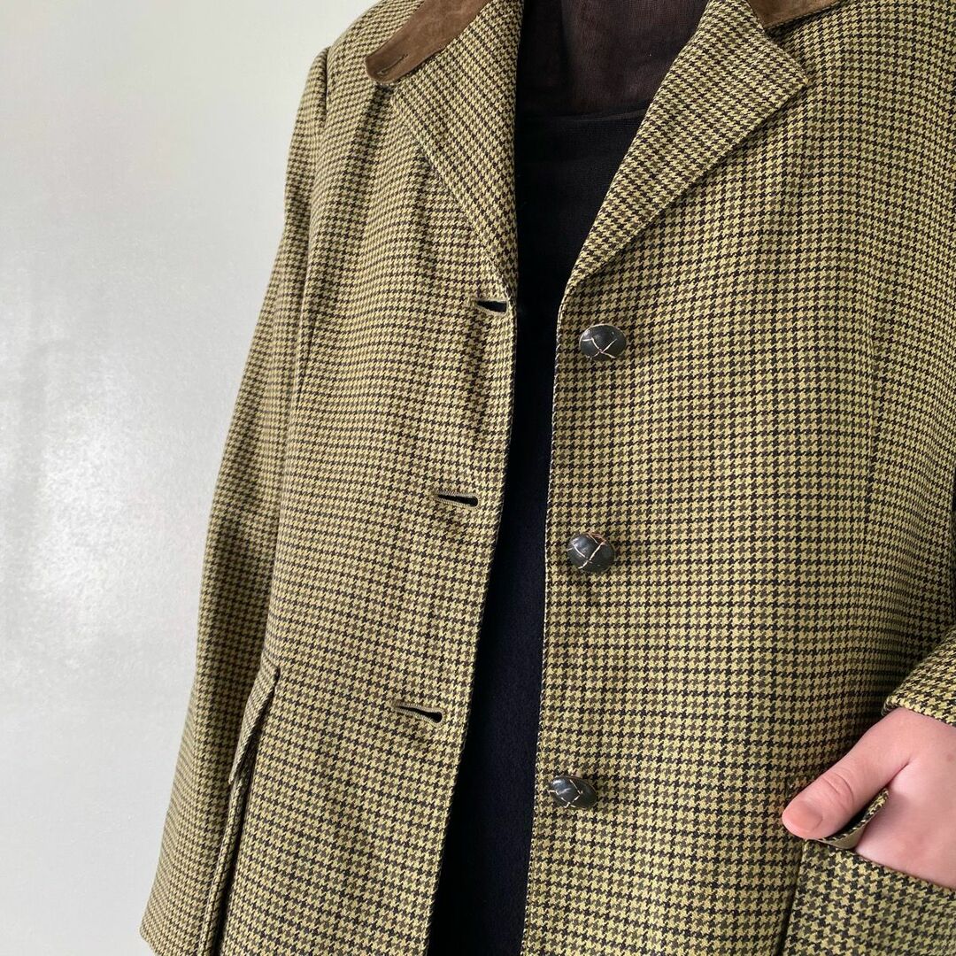 BURBERRY(バーバリー)の古着 バーバリー Burberry's 千鳥格子柄 ウール テーラードジャケット レディースL /eaa395464 レディースのジャケット/アウター(テーラードジャケット)の商品写真