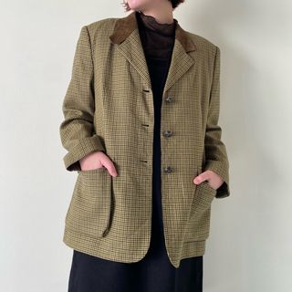 バーバリー(BURBERRY)の古着 バーバリー Burberry's 千鳥格子柄 ウール テーラードジャケット レディースL /eaa395464(テーラードジャケット)