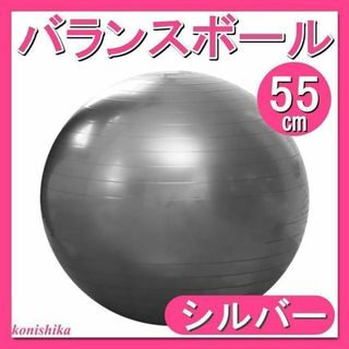 バランスボールシルバー55cm　ジムダイエットインナーマッスル姿勢矯正*71*(その他)