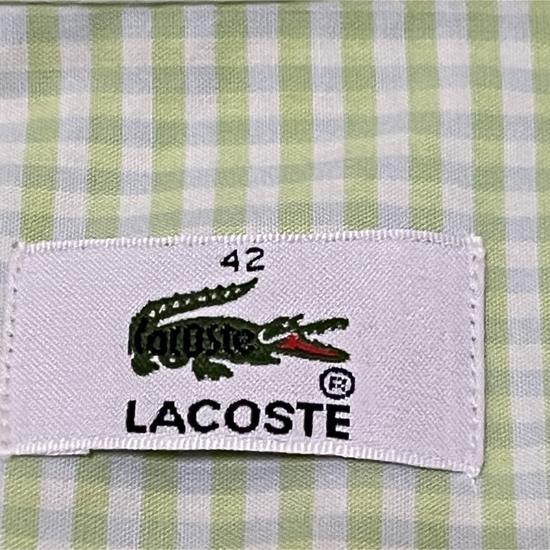 LACOSTE(ラコステ)の極美品 ラコステ 【2L】 大きいサイズ ギンガムチェック 日本製 ブラウス レディースのトップス(シャツ/ブラウス(半袖/袖なし))の商品写真