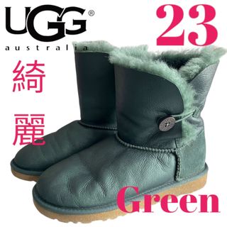 アグオーストラリア(UGG AUSTRALIA)の綺麗　UGG アグ ムートン ブーツ　ベイリーボウ　グリーン　ラメ　23cm(ブーツ)