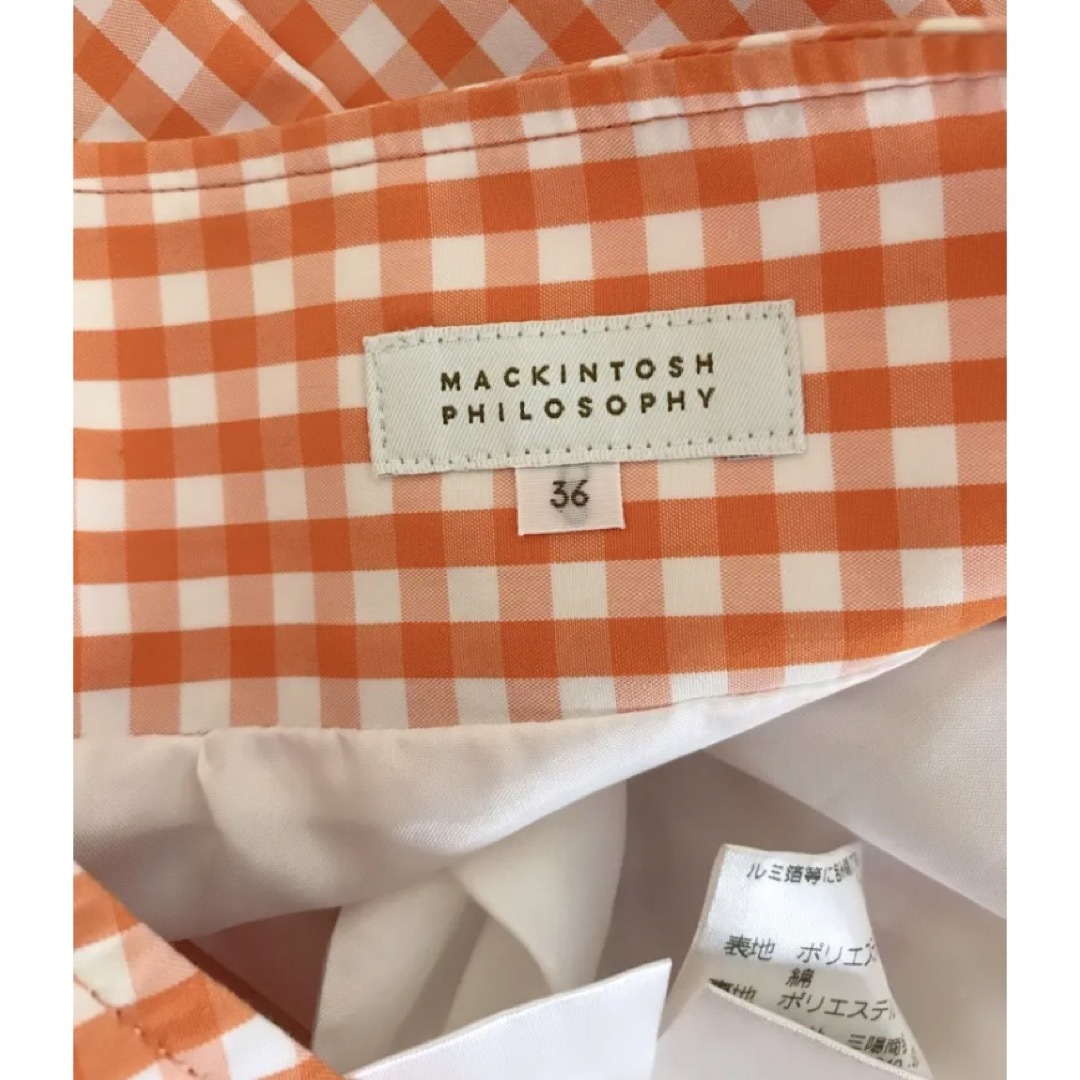 MACKINTOSH PHILOSOPHY(マッキントッシュフィロソフィー)の　春色♪新品　マッキントッシュフィロソフィー　英国　チェック　スカート　オレンジ レディースのスカート(ひざ丈スカート)の商品写真