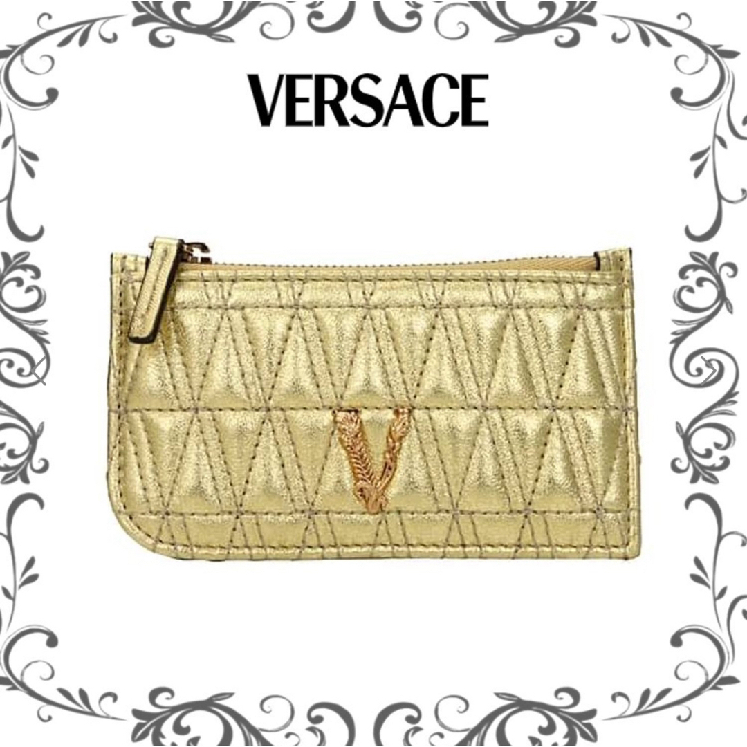 VERSACE(ヴェルサーチ)の《VERSACE》レザー コイン カード ケース ゴールド 金 レディースのファッション小物(コインケース)の商品写真