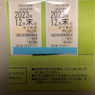 近鉄株主優待乗車券　2枚@2023年12月末迄(鉄道乗車券)