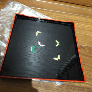 塗色蒔絵　角盆　新品(漆芸)