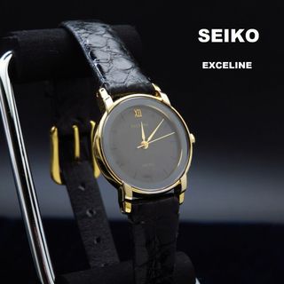 セイコー(SEIKO)のSEIKO Exceline 腕時計 ブラックダイアル ラウンドフェイス (腕時計)