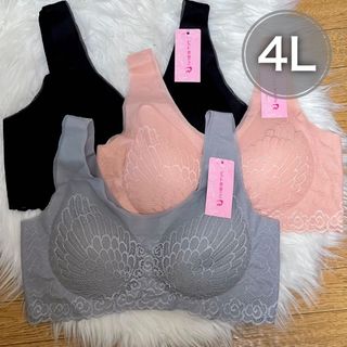 シームレス ブラジャー 4L ナイトブラ ノンワイヤー 3枚 ピンク(ブラ)