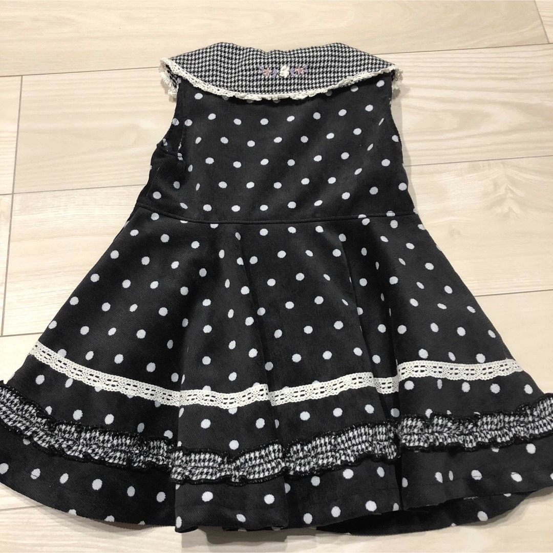 Souris(スーリー)のスーリー　黒ドットワンピース  90cm キッズ/ベビー/マタニティのキッズ服女の子用(90cm~)(ワンピース)の商品写真