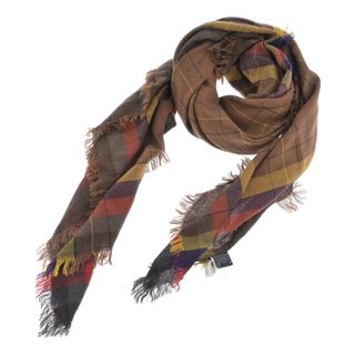 エトロ(ETRO)のETRO エトロ ストール - 茶x赤x紫等(チェック) 【古着】【中古】(ストール/パシュミナ)