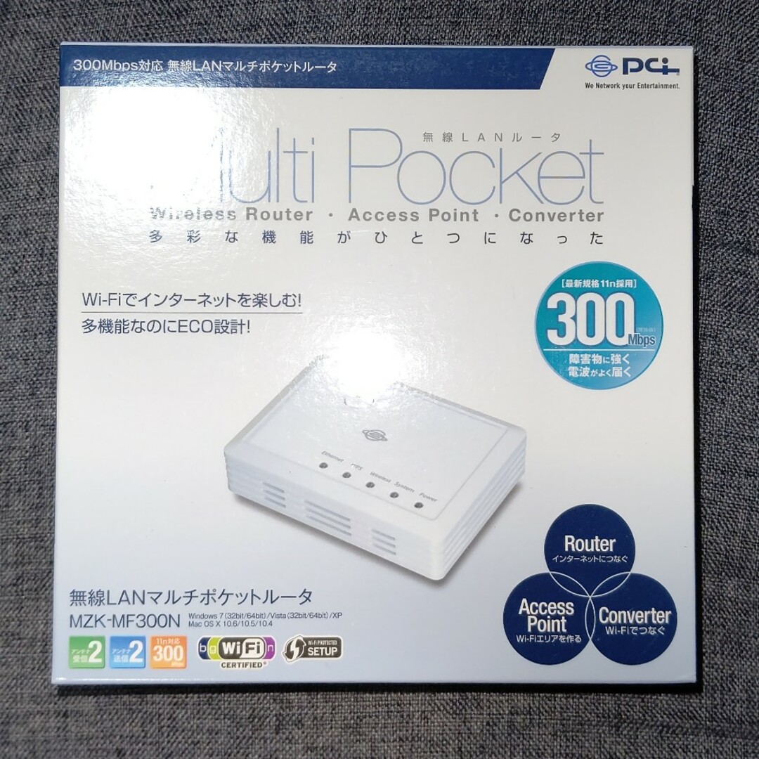 PLANEX(プラネックス)のマルチポケットルーター MZK-MF300N スマホ/家電/カメラのPC/タブレット(PC周辺機器)の商品写真