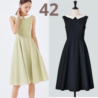 フォクシー(FOXEY)の♡極美品♡ 2023 現行品42 Dress レースフラワー 白衿 ワンピース(ひざ丈ワンピース)