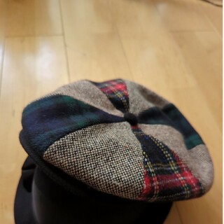 日本製　チェック柄ベレー帽　ハンチング帽　キャスケット(ハンチング/ベレー帽)