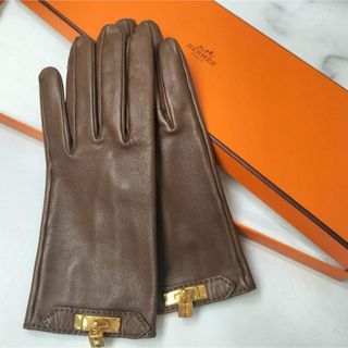 エルメス(Hermes)のエルメス ケリー ゴールド金具 レザー グローブ (手袋)