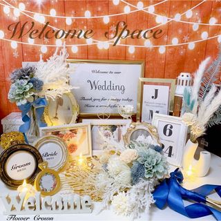 受注制作No.1034クラッチブーケ付き ウェルカムスペース 結婚式 冬婚(ウェルカムボード)