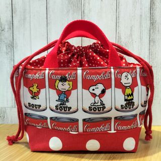 スヌーピー(SNOOPY)の☆3mama様専用☆SNOOPY　スープ缶紫コミック　巾着トートバッグ2点(バッグ)