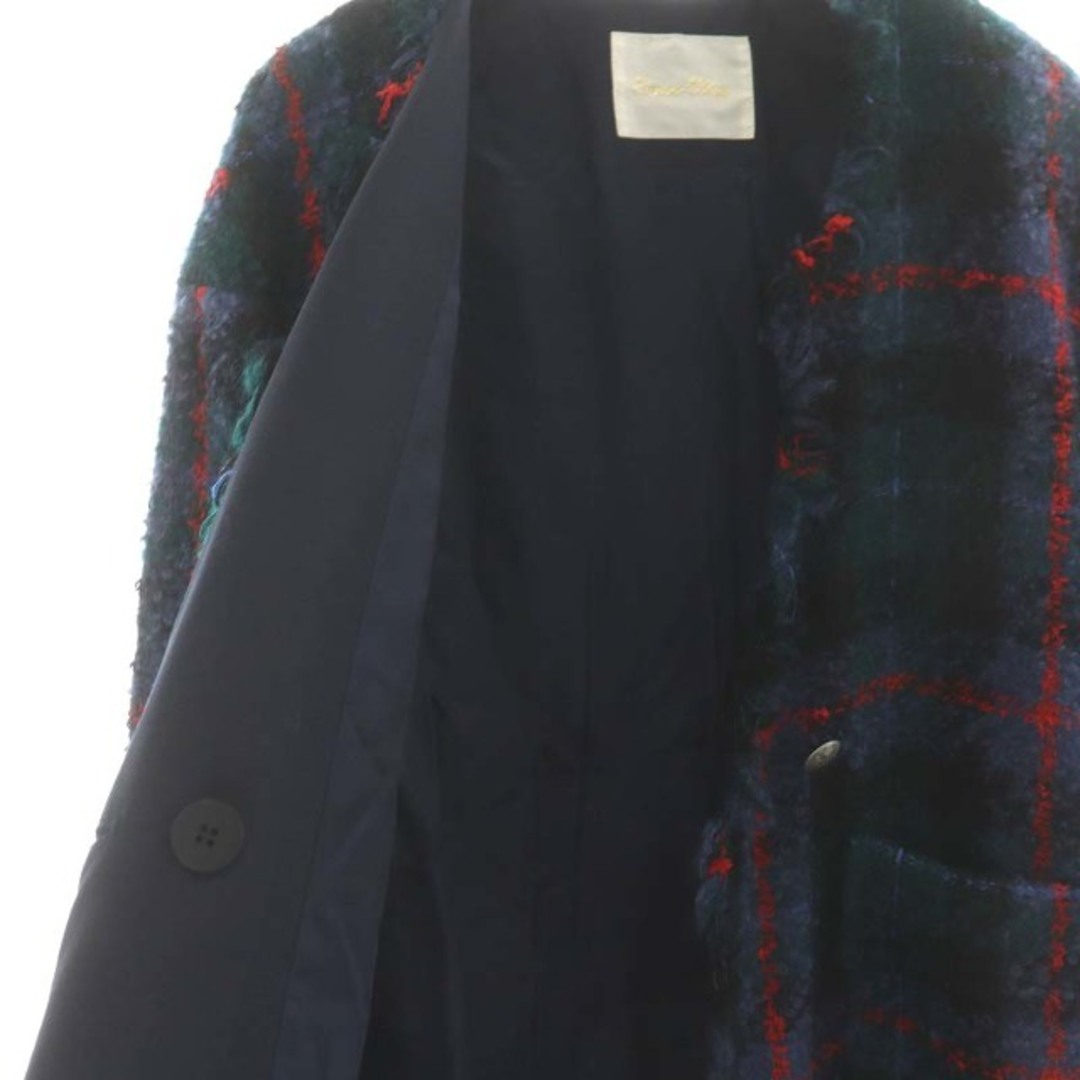 グレースクラス コート ロング丈 チェック柄 ストール付き 36 S 青 緑 赤 レディースのジャケット/アウター(その他)の商品写真