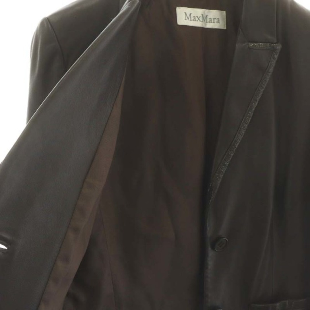 Max Mara(マックスマーラ)のマックスマーラ 白タグ テーラードジャケット シングル 羊革 42 L 茶 レディースのジャケット/アウター(その他)の商品写真