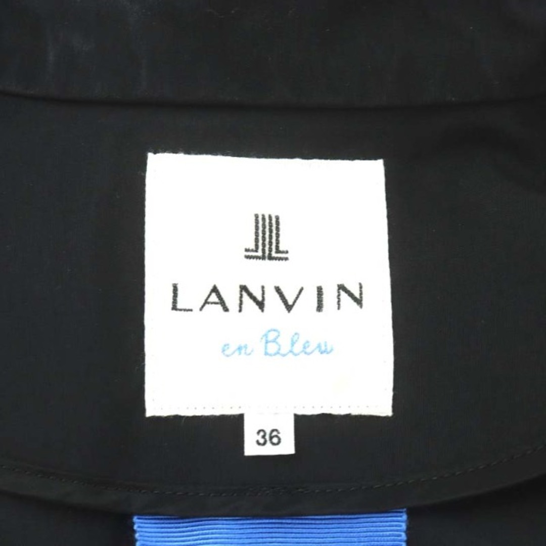 LANVIN(ランバン)のランバン チェスターコート ロング丈 刺繍 コットン アウター 36 S 黒 青 レディースのジャケット/アウター(その他)の商品写真