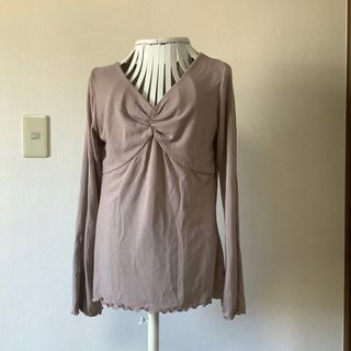 袖口 ドレープ Vネック カットソー size M(カットソー(長袖/七分))