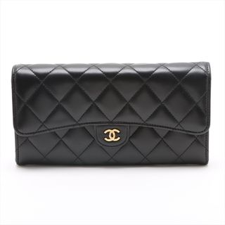 シャネル(CHANEL)のシャネル  ラムスキン  ブラック レディース 長財布(財布)