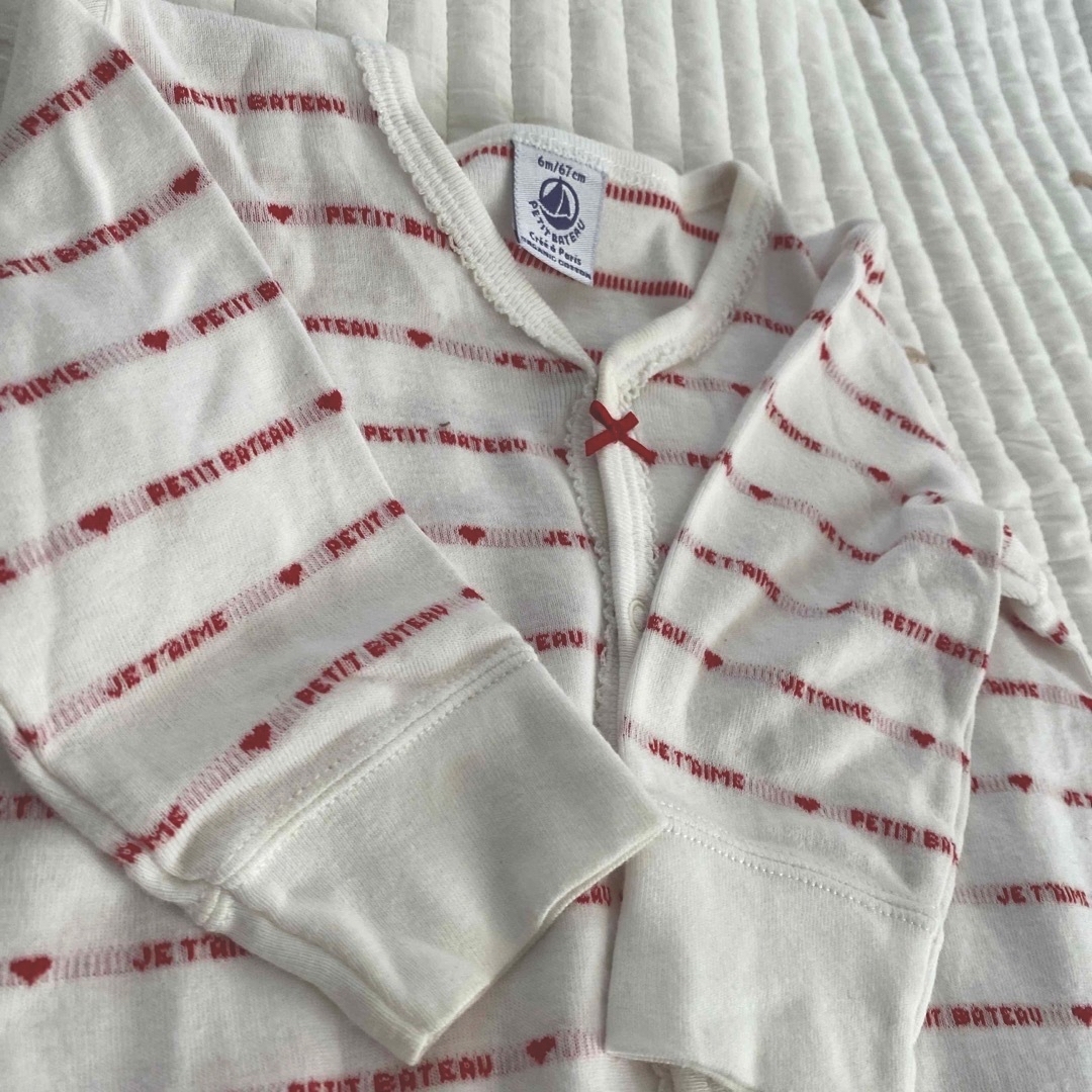 PETIT BATEAU(プチバトー)のプチバトー　6M ハート長袖ロンパース キッズ/ベビー/マタニティのベビー服(~85cm)(ロンパース)の商品写真