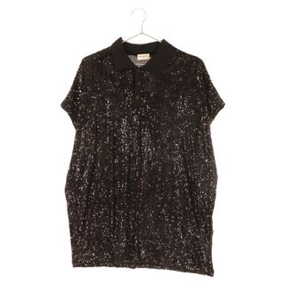 サンローラン(Saint Laurent)のSAINT LAURENT PARIS サンローランパリ 20SS Sequins S/S Polo スパンコール半袖ポロシャツ ブラック 601538 YBOK2(ポロシャツ)