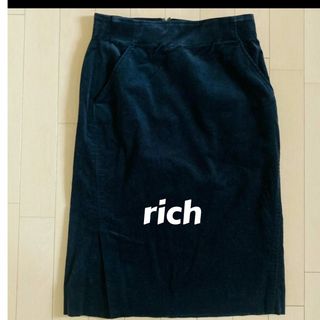 リッチ(rich)の【rich】 コットンベロア　スカート 黒(ひざ丈スカート)