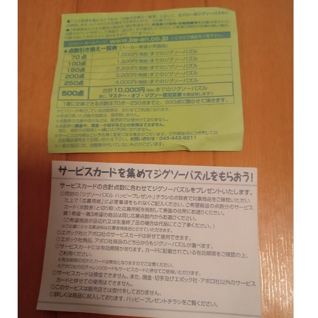 パズル点数券（8点・17点・おまけ4点） エンタメ/ホビーのテーブルゲーム/ホビー(その他)の商品写真