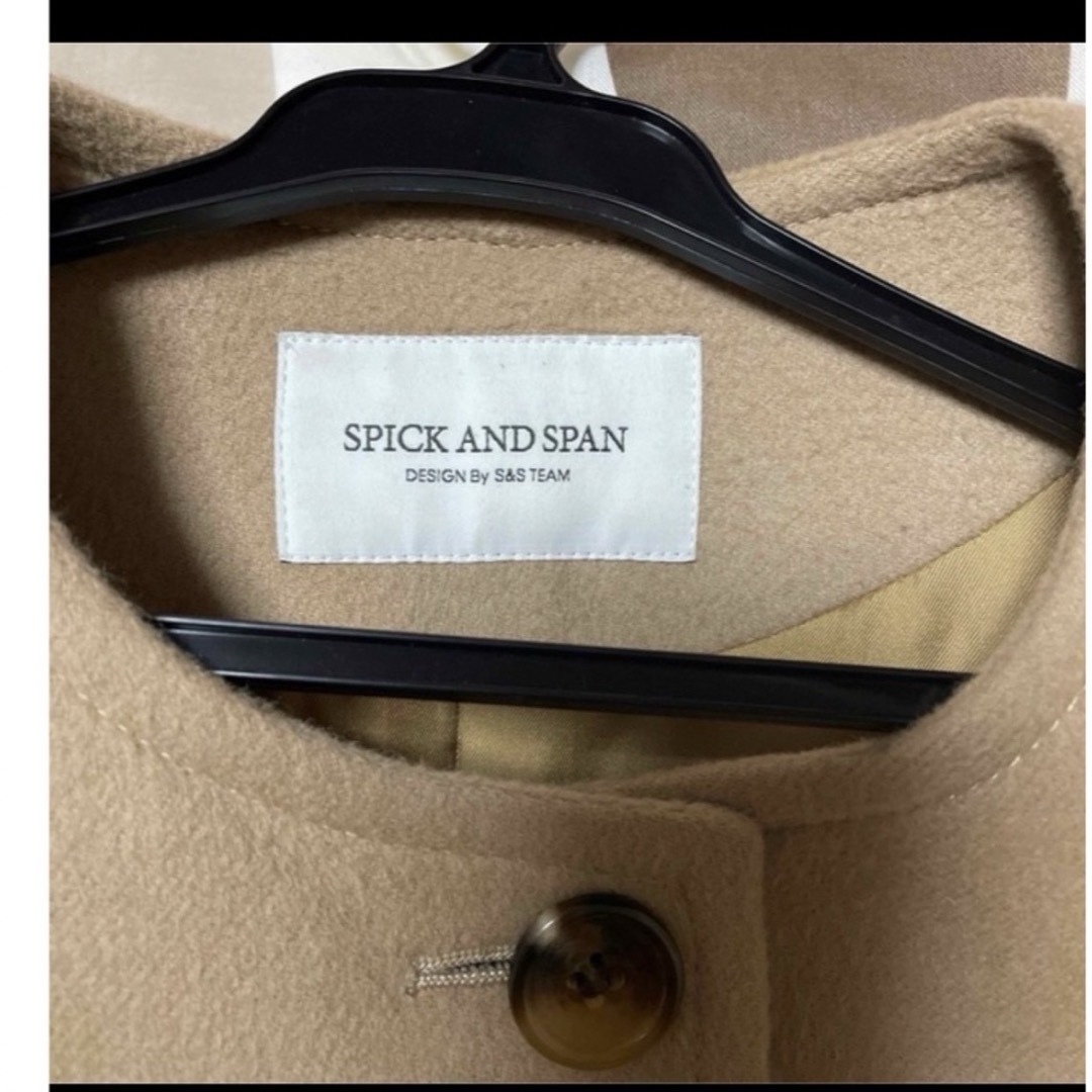 Spick & Span(スピックアンドスパン)のぶんもも様専用  ノーカラーコート  キャメル レディースのジャケット/アウター(ロングコート)の商品写真
