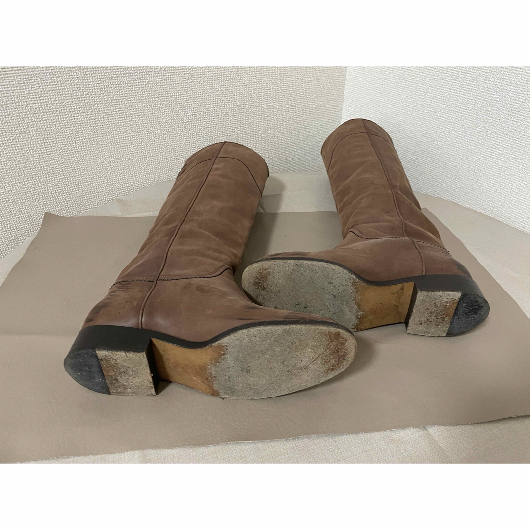 シャネル　ロングブーツ　茶色　24cm レザー　ココマーク　ブラウン靴/シューズ